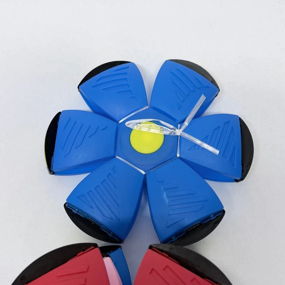 4 Pack Flat Ball Disc Toy with LED Light Transforming Flying Sauce Blue Red Pink